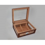 Humidor 920004 na 75-100 cygar, brązowy, MDF/cedrowy fornir, szybka, 32.5x27.5x13 cm