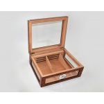 Humidor 920004 na 75-100 cygar, brązowy, MDF/cedrowy fornir, szybka, 32.5x27.5x13 cm