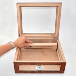 Humidor 920004 na 75-100 cygar, brązowy, MDF/cedrowy fornir, szybka, 32.5x27.5x13 cm