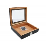 Humidor 920032 na 12 cygar, cedr, szkło, czarny, 26x6.5x22 cm