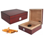 Humidor 920040 na 12 cygar, bordowy, MDF/cedrowy fornir, 22.5x19x8 cm