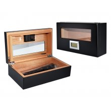 Humidor 920053 Angelo na 6-8 cygar, cedr, czarny, z szybą, 19x11x6 cm