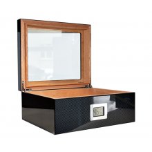 Humidor 920054 Angelo na 25 cygar cedr/szkło szyba, czarny karbon, połysk 26 x 22 x 11.5 cm