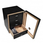 Humidor 920670 na 50 cygar, cedr, czarny, szybka, 24x24.5x32 cm