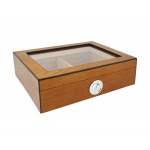 Humidor 09496 na 25 cygar cedrowy, jasny brąz, z szybą, 26x22x8 cm