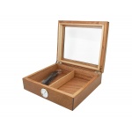 Humidor 09496 na 25 cygar cedrowy, jasny brąz, z szybą, 26x22x8 cm