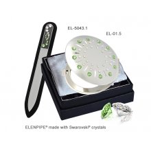 Komplet lusterko EL-01.5 Green Sun+pilnik EL-5043.1 Wave 13 cm zielony Swarovski® crystals 