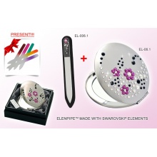 Lusterko EL-06.1 "Flowers I Pink" + Pilnik EL-006.1 "Flower Jet Pink" ze Swarovski® crystals 13 cm