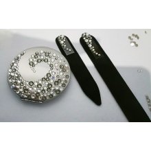 Lusterko EL-07 "Corals I Grey" + Pilnik EL-5102 "Corals Grey" ze Swarovski® crystals 13 cm