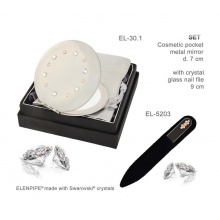 Lusterko EL-30.1 "Ring Peach" + Pilnik EL-5203 "Light Peach" ze Swarovski® crystals 9 cm