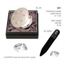 Lusterko EL-30 "Ring Grey" + Pilnik EL-5202 "Light Grey" ze Swarovski® crystals 9 cm