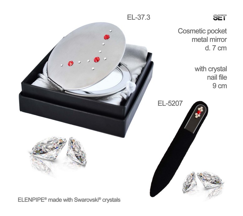 Lusterko EL-37.3 "Angle Red" + Pilnik EL-5207 "Light Red" ze Swarovski® crystals 9 cm