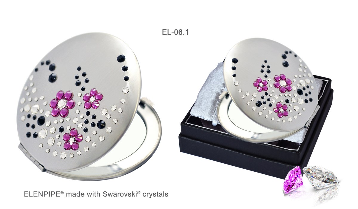 Lusterko kosmetyczne EL-06.1 "Flowers I Fuchsia" ze Swarovski® crystals