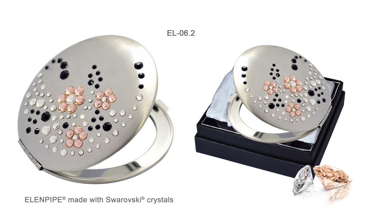 Lusterko kosmetyczne EL-06.2 "Flowers I Peach" ze Swarovski® crystals