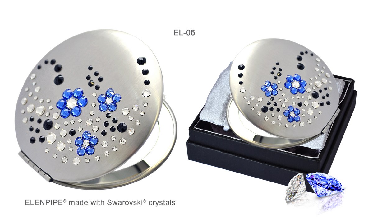 Lusterko kosmetyczne EL-06 "Flowers I Blue" ze Swarovski® crystals