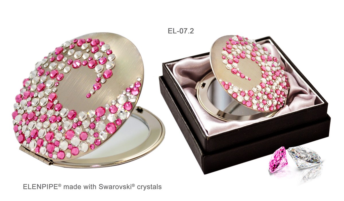 OUTLET Lusterko kosmetyczne EL-07.2 SALE "Różowy koralowiec" z kryształkami Swarovskiego WYPRZEDAŻ