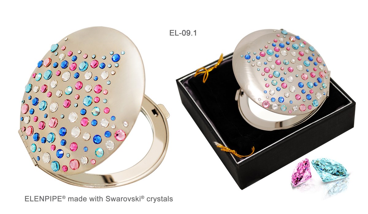 Lusterko kosmetyczne EL-09.1 "Corals III Blue+Pink" ze Swarovski® crystals