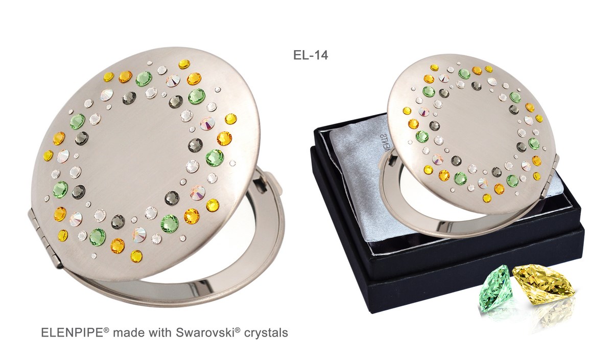 Lusterko kosmetyczne EL-14 "Corals VIII Green+Yellow+Grey" ze Swarovski® crystals