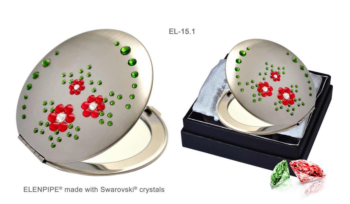 Lusterko kosmetyczne EL-15.1 "Flowers II Red" ze Swarovski® crystals