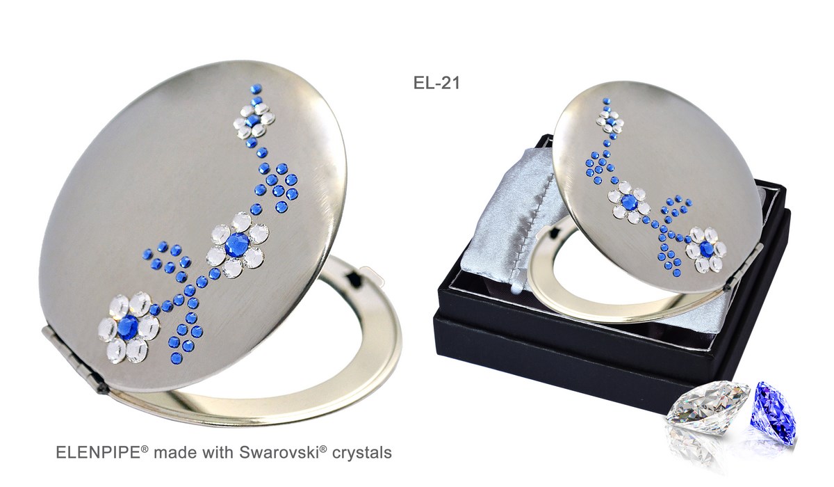 Lusterko kosmetyczne EL-21 "Flowers IV Blue" ze Swarovski® crystals