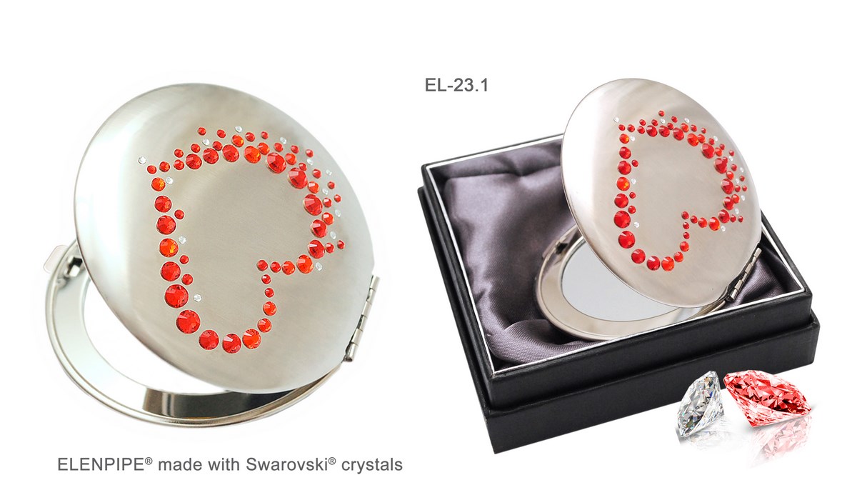 Lusterko kosmetyczne EL-23.1 "Red Heart" ze Swarovski® crystals