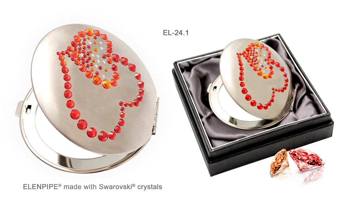Lusterko kosmetyczne EL-24.1 "Red Hearts" ze Swarovski® crystals