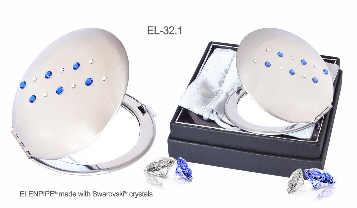 Lusterko kosmetyczne EL-32.1 "Duo Line Blue" ze Swarovski® crystals