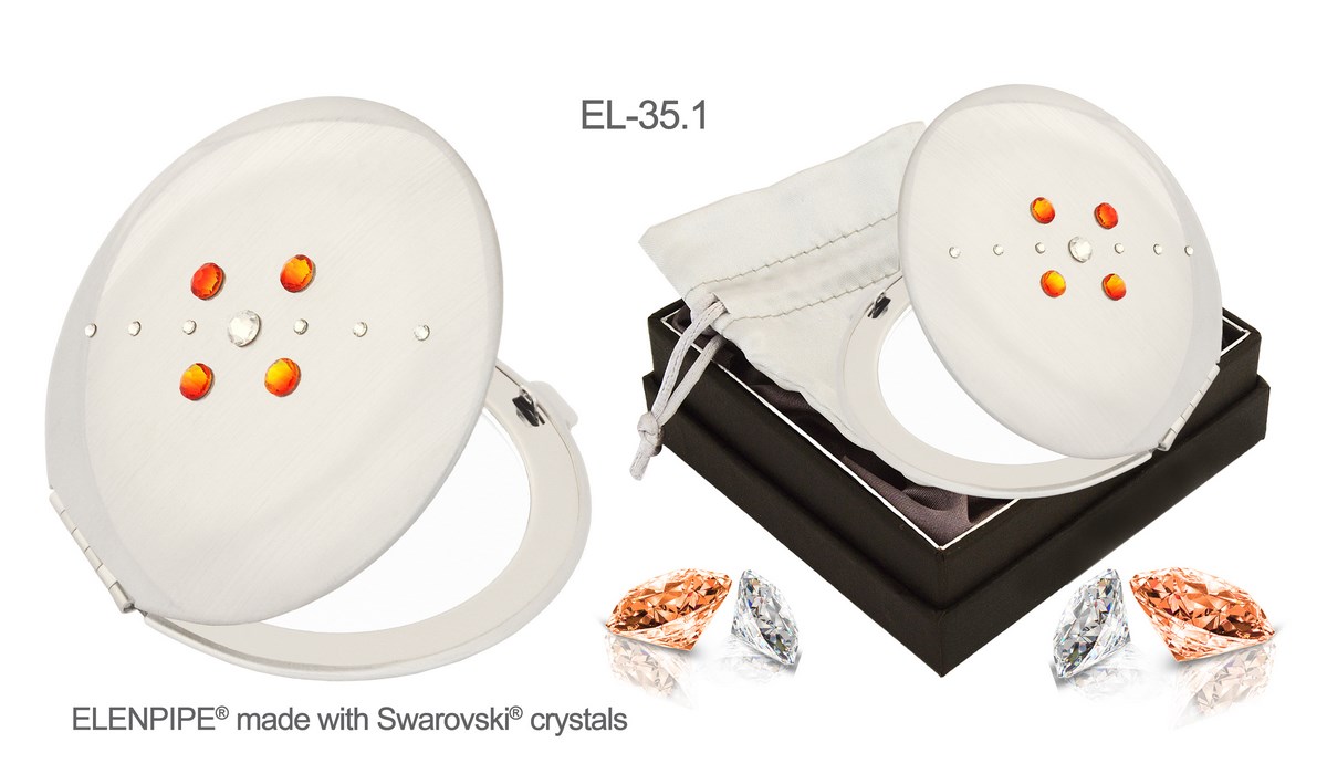 Lusterko kosmetyczne EL-35.1 "Floral II Orange" ze Swarovski® crystals