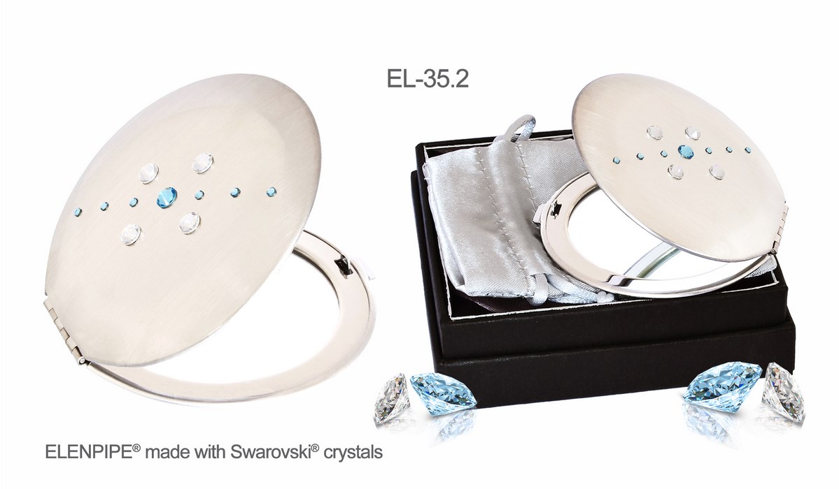 Lusterko kosmetyczne EL-35.2 "Floral II Aquamarine" ze Swarovski® crystals