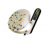 OUTLET Zestaw lusterko kosmetyczne EL-09 "Corals III Green" ze Swarovski® crystals + PILNIK