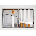Papierośnica metalowa 800430 na 18 papierosów KS, grawer-siatka, 9.5x8 cm