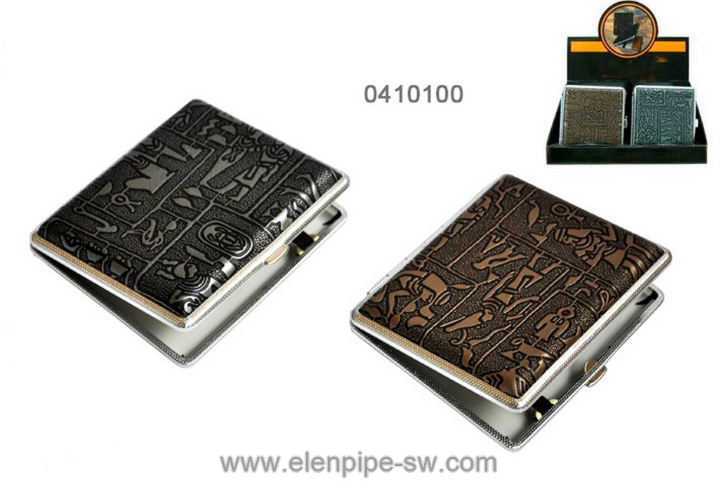 Papierośnica „Egipt” 0410100 metal/eko-skora 80 mm 2 kolory 9.5 x 8 cm