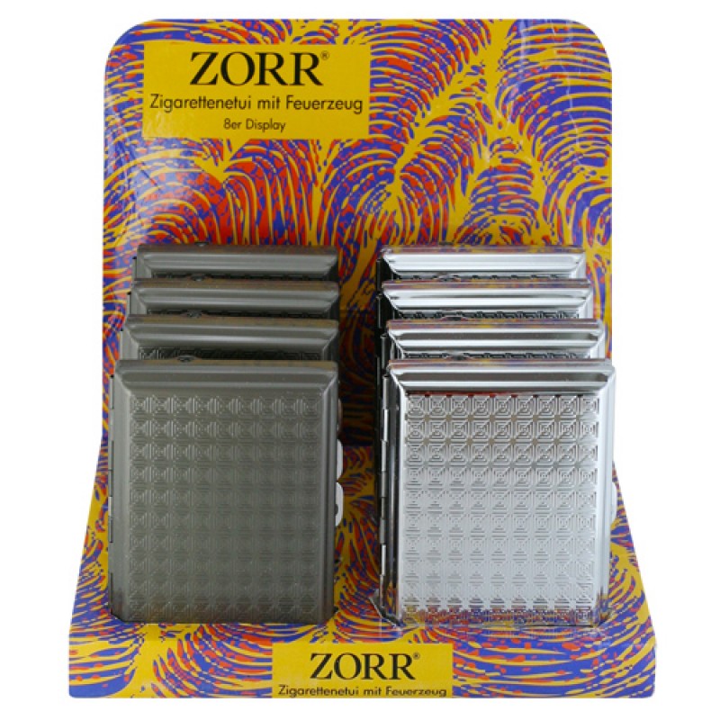 Papierośnica z zapalniczką 20723 Zorr, metal, 2 kolory, 9.3x7 cm