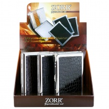 Papierośnica z zapalniczką 7259 Zorr, metal/eko-skóra 80 mm 2 kolory 10,5 x 8 cm,