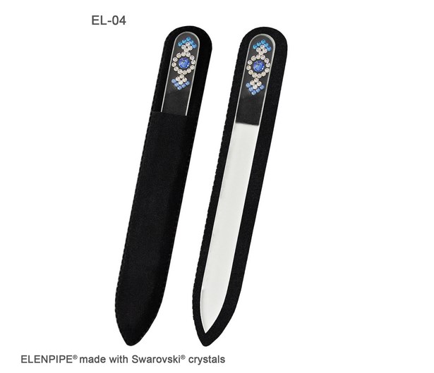 Pilnik szklany do paznokci EL-004 "Ornament 4 Dark Blue" ze Swarovski® crystals 13 cm