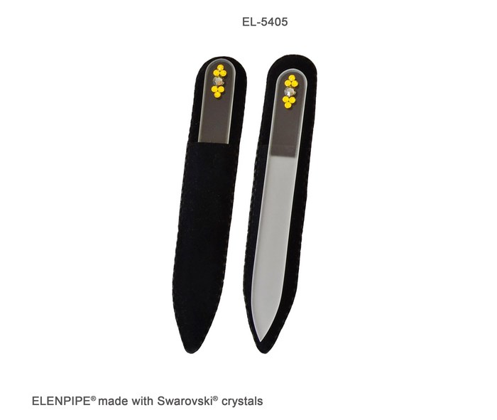 Pilnik szklany do paznokci EL-5405 "Light Grey+Yellow" ze Swarovski® crystals 9 cm 