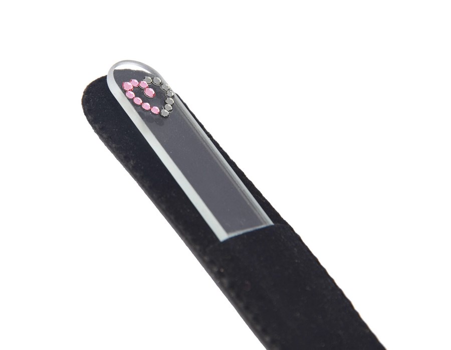 Pilnik szklany do paznokci EL-5081 "L.Rose Grey Heart" ze Swarovski® crystals 13 cm