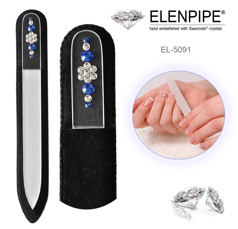Pilnik szklany do paznokci EL-5091 "Lactea Blue" ze Swarovski® crystals 13 cm