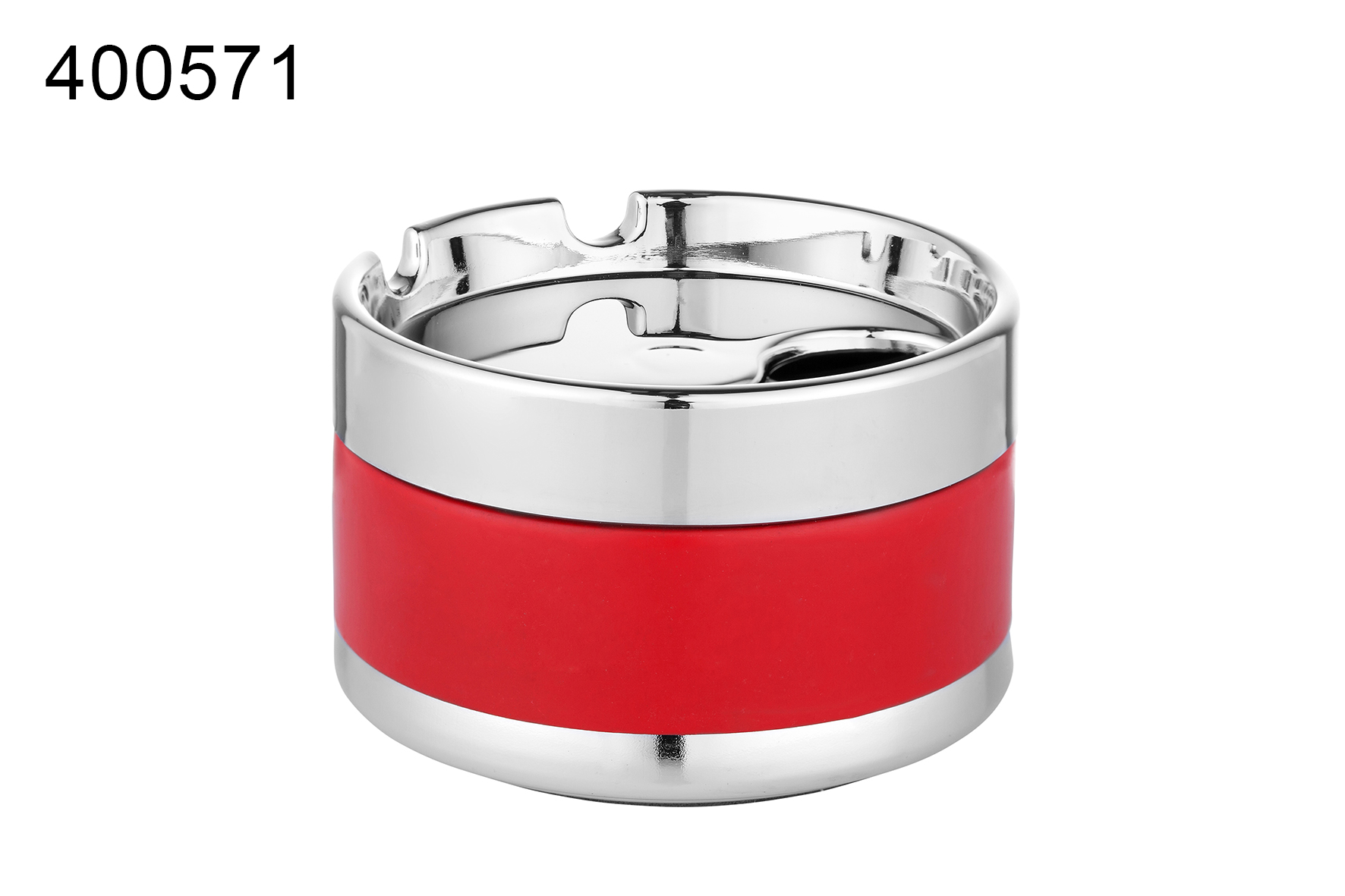 Popielniczka 400571 okrągła, metal, chrom/czerwona, 8 cm