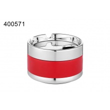 Popielniczka 400571 okrągła, metal, chrom/czerwona, 8 cm