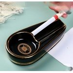 Popielniczka na 1 cygaro NOBLE 90232 CERAMICZNA czarna/zlota 1 2х 6 х 2.5 cm