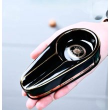 Popielniczka na 1 cygaro NOBLE 90232 CERAMICZNA czarna/zlota 1 2х 6 х 2.5 cm