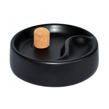 Popielniczka na 1 fajkę 411000 ceramiczna, czarna matowa, z korkiem, okrągła, 17 cm
