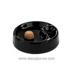 Popielniczka na 1 fajkę 411050 ceramiczna, czarna, z korkiem, okrągła, 15 cm 