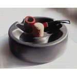 Popielniczka na 2 fajki 411010 ceramiczna, czarna matowa, z korkiem, okrągła, 16 cm