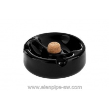 Popielniczka na 2 fajki 411040 ceramiczna, czarna, z korkiem, okrągła, 16 cm 