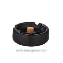 Popielniczka na 2 fajki 411010 ceramiczna, czarna matowa, z korkiem, okrągła, 16 cm