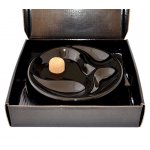 Popielniczka na 3 fajki 413000 ceramiczna, czarna, z korkiem, okrągła 16 cm