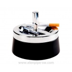 Popielniczka papierosowa 0211301 Atomic obrotowa, bezdymna, metalowa, czarna matowa/chrom, 11 cm