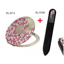 Komplet lusterko EL-07.2 "Koralowiec różowy"+pilnik EL-5100 dł13 cm Swarovski® crystals 